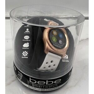 Bebe Smartwatch Rose Gold White Silicone Band iOS Android Compatible NEW